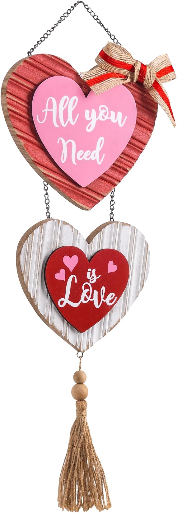 Valery Madelyn Valentines Day Decorations, Valentines Wall Decor, Heart Decor, Wooden Wreath for Front Door, Romantic Decorations for Home Galentines Day Proposal Wedding Anniversary, 18 inch