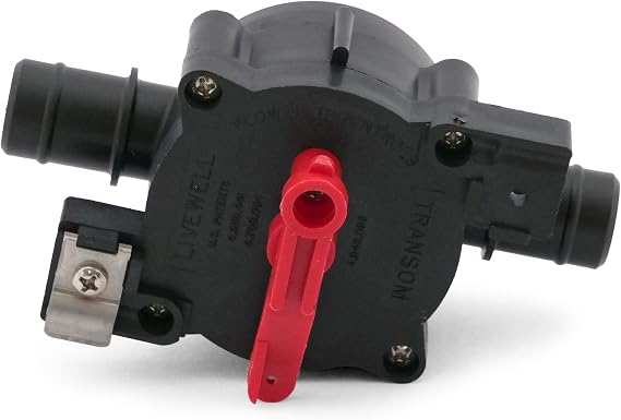 Flow-Rite MV-04-FN01 Livewell Control Valve, Red Arm, V4 Three-Position