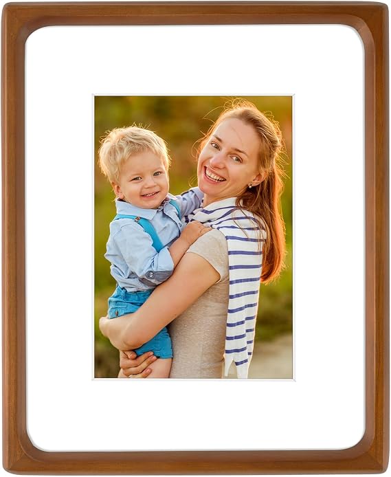 Golden State Art 8x10 Picture Frame Rounded Corner Brown Wood with Glass
