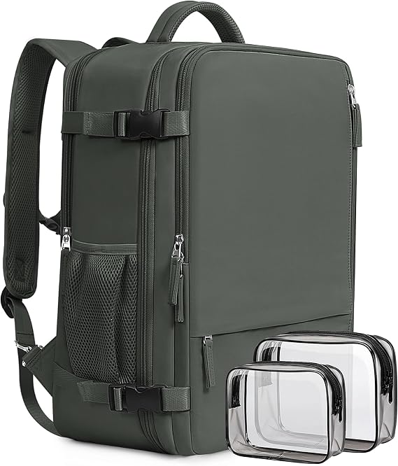 Beraliy Travel Backpack for Men Women,TSA Carry On Backpack Flight Approved | 16 Inch Laptop Waterproof Hiking Backpack, Casual Outdoor Daypack Bag for College Weenkender Business, Olive-green