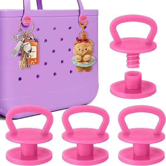 Mity rain 4Pcs Reuseable Replacement Buttons for Bogg Bag Strap, Rivets Compatible with Bogg Bag Handles Add Hook Function (Pink)