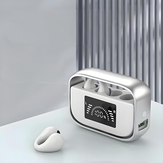 Micool Open Ear Earbuds Wireless, Ear Clip Headphones Bluetooth 5.3, IPX5 Waterproof/90H Playtime, Secure Fit Clip On Headphones for Workouts & Gaming (White)