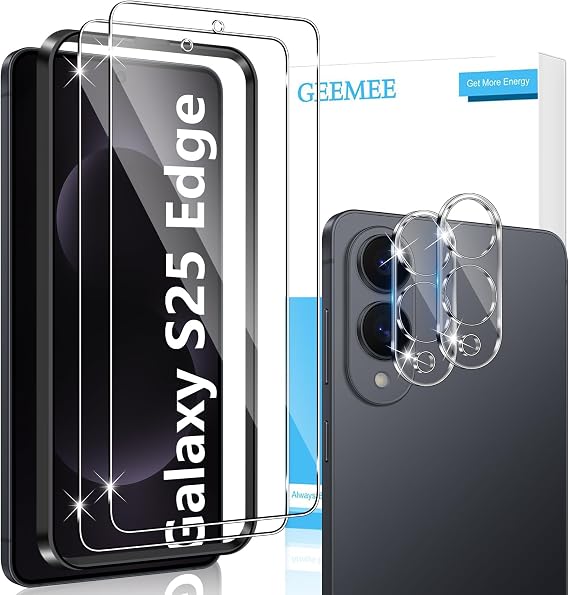 Tempered Glass Screen Protector for Samsung Galaxy S25 Edge and Camera Screen Protector 9H Film Hardness Tempered Glass High Sensitivity Screen Protector 2 + 2 Pieces