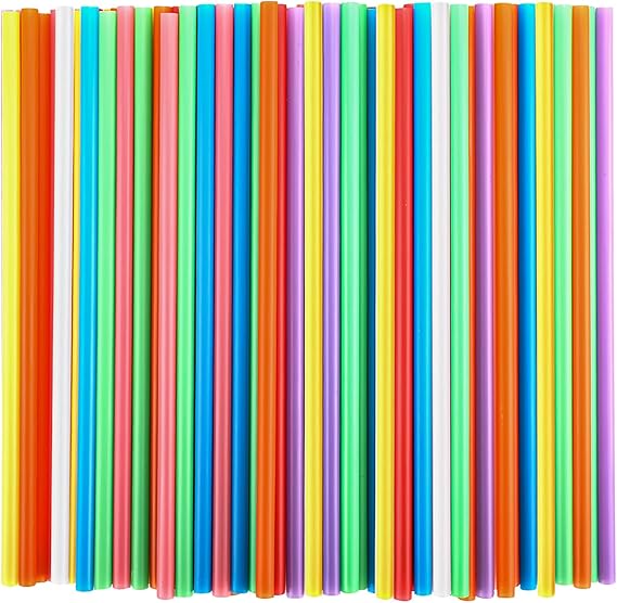 Individually Wrapped 100 Pcs Colorful Plastic Straws, Disposable Drinking Straws, 8.26" Long and 0.23'' Diameter
