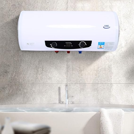 1500W Electric Hot Tank Water Heater Shower Instant Boiler 100L/ 26 Gallon Quick Heating Electric Hot Water Heater Warmer Tank Full Automatic Horizontal Electric Water Heater for Shower Bathroom Home