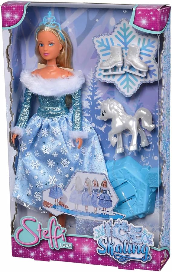 Simba, 105733631, Steffi Love Ice Skating, Special Platform, With Unicorn Figure Figure and Accessories, 29 Cm