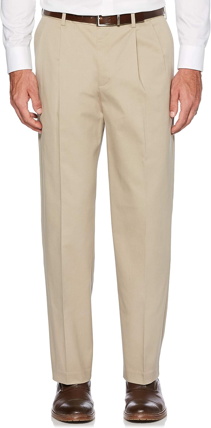 Savane Mens Ultimate Performance Pleated Chino Pants With Expandable Waistband, Non-Iron Fabric, Stretch Lightweight Twill