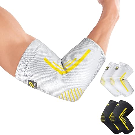 Bracoo 2 Pack Elbow Brace Compression Support Sleeve for Tendonitis Pain Relief Men & Women, Tennis Elbow, Golf Elbow, Weightlifting, EE92 (Gray, Medium)