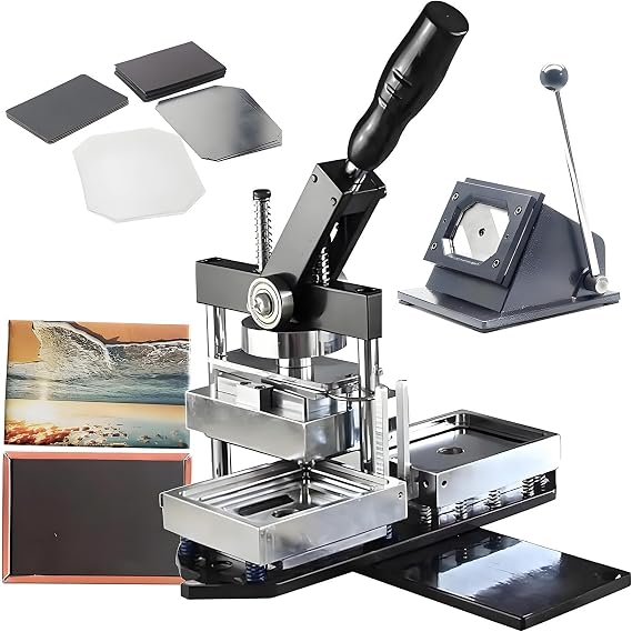 Rectangular Fridge Magnet Maker Machine, Square Fridge Magnets Badge Maker Machine, DIY Photo Refrigerator Sticker Magnet Machine+Paper Cutter+100PCS Materials,8053mm