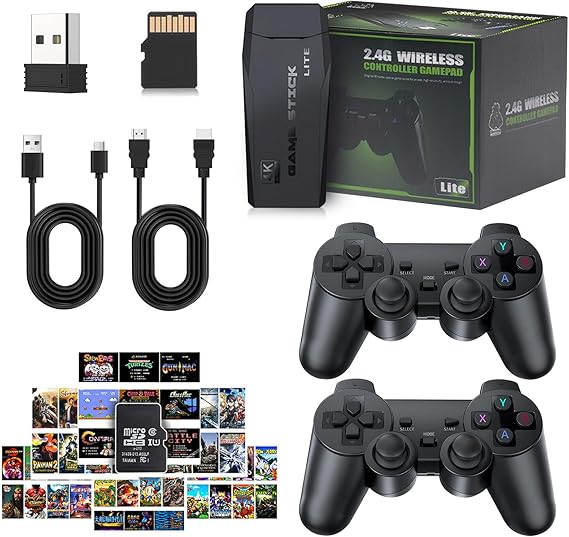 2026 Newest Retro Game Console, 20000+ Games Wireless Home Arcade for TV, HDMI Plug & Play Video Game Stick 64G with 2.4G Dual Controllers, Dual TV Output Classic Gaming Gift for Kids & Adults