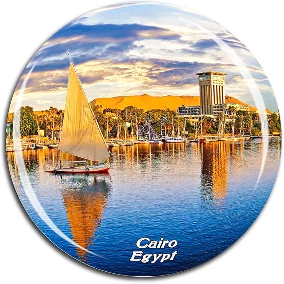 River Nile Cairo Egypt Fridge Magnet 3D Crystal Glass Tourist City Travel Souvenir Collection Gift Strong Refrigerator Sticker