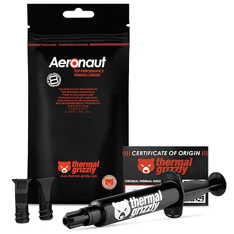 Thermal Grizzly - Aeronaut - High Quality Thermal Paste - Cooling and Silent Cooler Connection (7.8 grams) for All CPU and Graphics Card Coolers