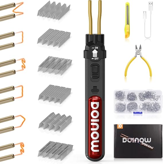 Cordless Plastic Welder Kit, DOINOW Portable Plastic Welding Kit with 300 Hot Plastic Stapler, USB-C Charging, Plastic Repair Kit for Bumper and Plastic Repairs, Gift for Dad, Mom, DIYer, Women, Men