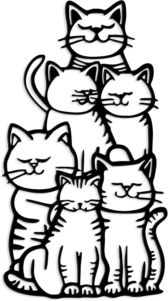 Xedatric Black Metal Cat Wall Art Silhouette Decor | Elegant cat silhouette wall art. Suitable for living room, bedroom, office, outdoor spaces. Home decor gift.