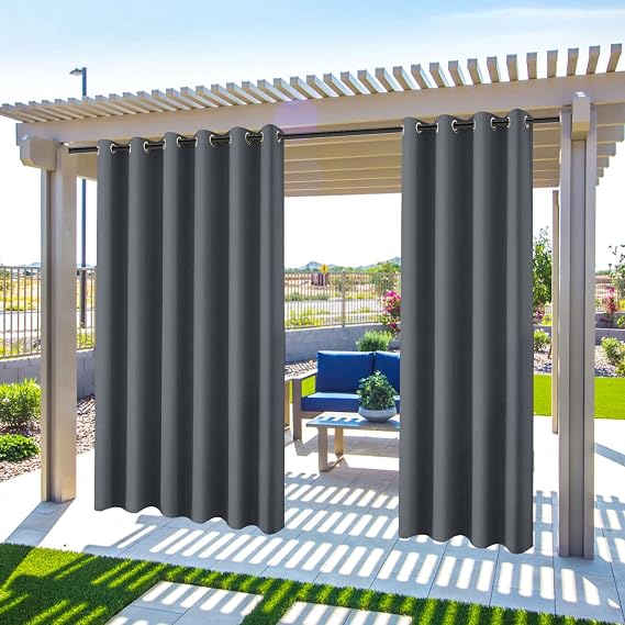 MINGPINHUIUS Gazebo Patio Outdoor Curtains Waterproof (52"x93.7", 2 Panels)