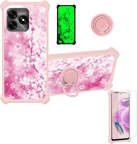 jioeuinly FOXXD C65 Case Compatible with Foxx FOXXD C65 Phone Case Cover [with Tempered Glass Screen Protector][Ring Support][Luminous Effect] YGF-MH