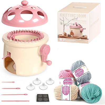 SENTRO Knitting Machines, 32 Needles Knitting Loom Smart Knitting Board Rotating Double Weaving Machine Kit for Kids and Adults Pink