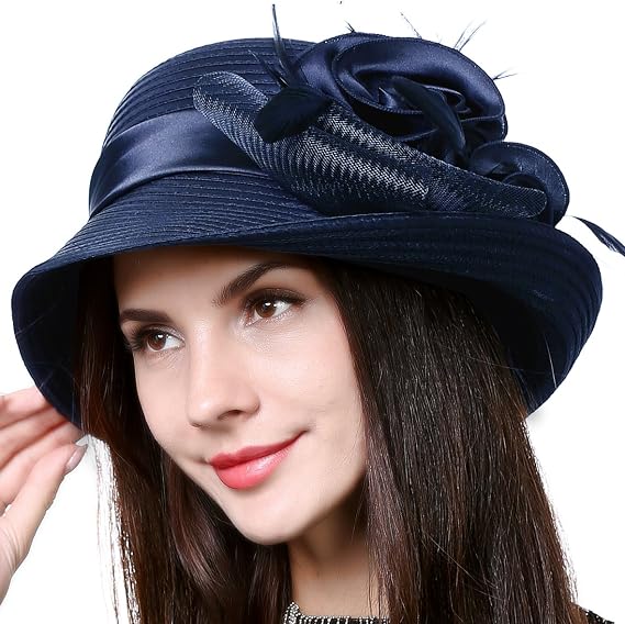 Women Kentucky Church Derby Dress Wedding Party Feather Bucket Hat S608-A