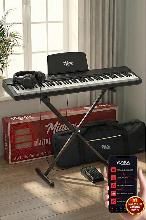 Midex PLX-80BKST Portable Folding Digital Piano Key Precision 88 Keys BT (Stand Sustain Headphone Bag Method)