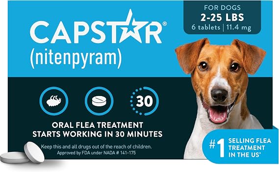 Capstar Oral Flea Tablets Dogs 2-25 lbs, Nitenpyram, 6-Dose