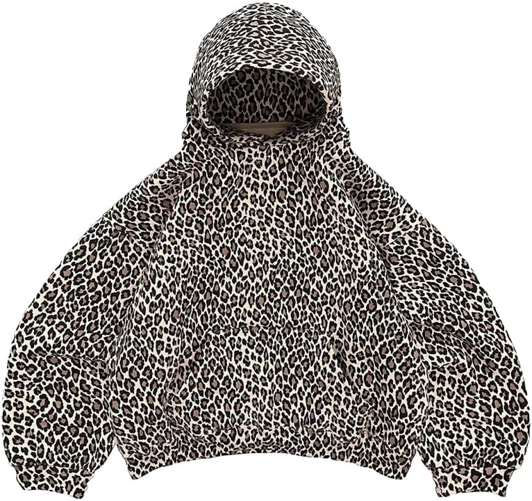 Cheetah Hoodie for Women Oversized Leopard Print Graphic Hoodie Y2k Zip Up Hoodie Vintage 2000s Streetwear