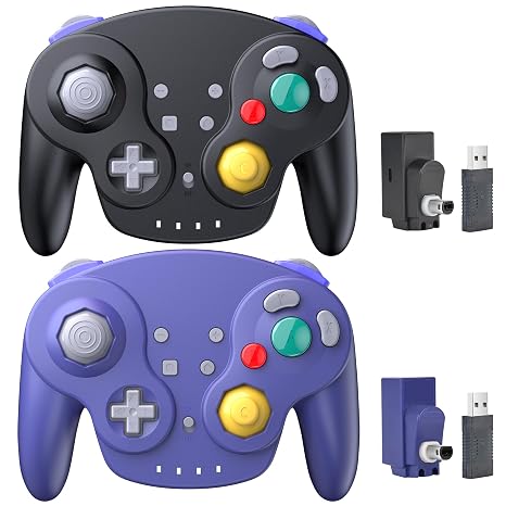 2 Pack 2.4 GHz Wireless GameCube Controller for Switch 1 2, NGC Console