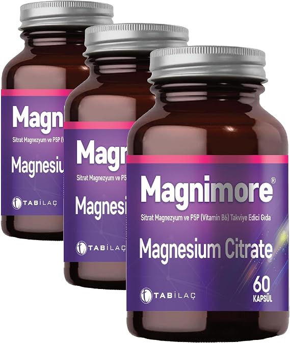 Magnimore Magnezyum Sitrat & P5P 60 Bitkisel Kapsül (3 paketi)