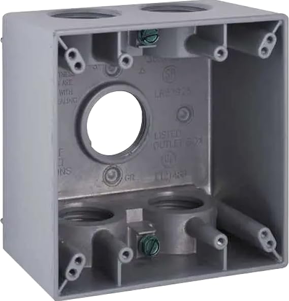BELL 2-Gang Weatherproof Deep Box, Five 3/4 in. Threaded Outlets, Gray