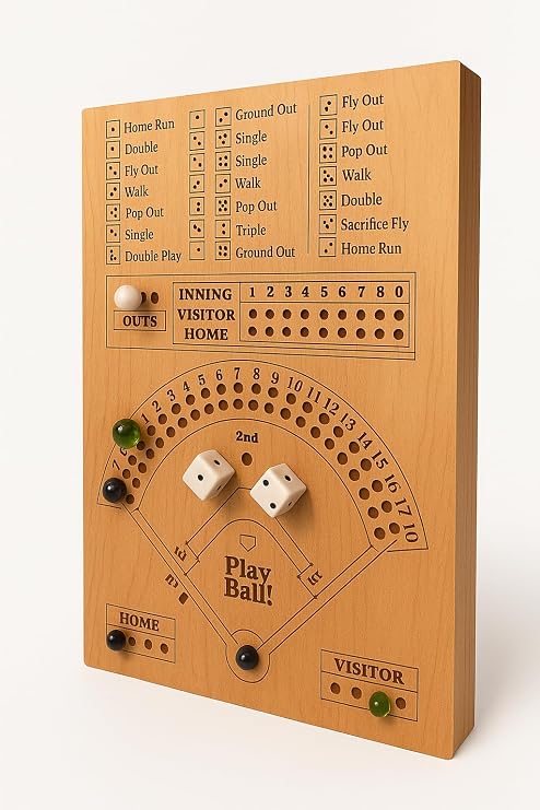 Baseball Dice Board Game Family Game Night with Marbles