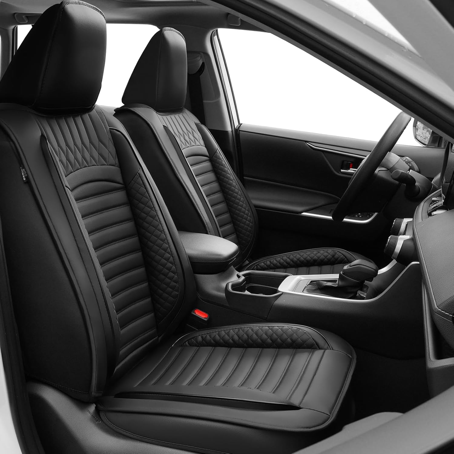Car seat Covers Compatible with Toyota RAV4 2019-2024 2025 LE XLE XLE Premium Limited Automotive Cushion Protector Replacement, Waterproof Faux LeatherFull Set, Black