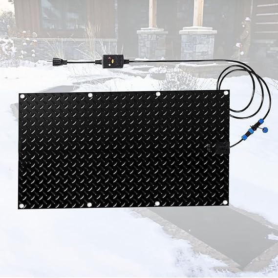 Snow Melting Walkway Mat, Snow Ice Melting Mat Slip-Proof Rubber Heated Mat Connection W/Power Cord Heated Driveway Pad,30 * 48in(76.2 * 121.9cm)