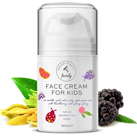 Gentle Face Cream Moisturizer for Kids and Preteens Nourishing and Calming for All Skin Types Natural Ingredients: Hyaluronic Acid and Vitamin E - Made in UK 50ml