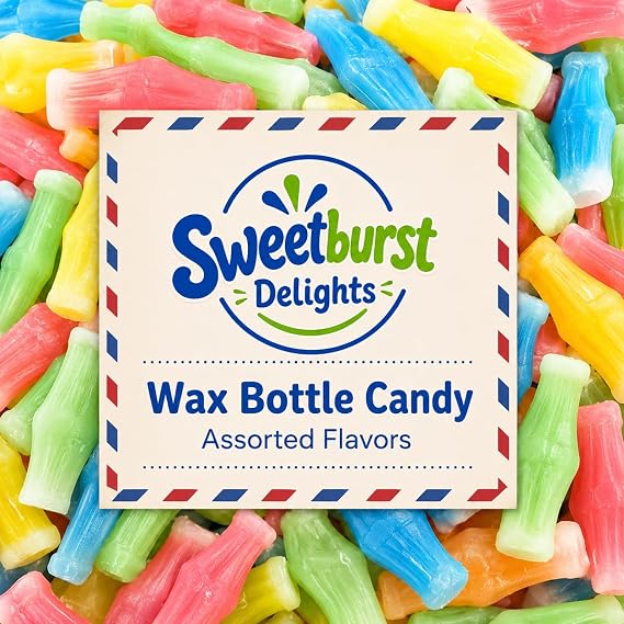 Wax Bottle Candy 8 oz - Wax Bottles with Fruit Juice - Assorted Flavors - Retro Nostalgia Candy for Parties, Travel, and Office (0.5 LB)