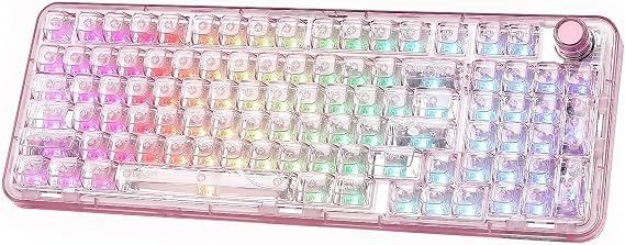 YUNZII X98 Clear Wireless Mechanical Keyboard(Pink, Crystal Switch)