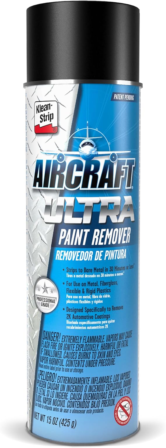 KLEAN-STRIP Aircraft ULTRA Paint Remover - Powerful Aerosol Strips Automotive & Metal Coatings, Visible Lifting, Fast-Acting - 15oz