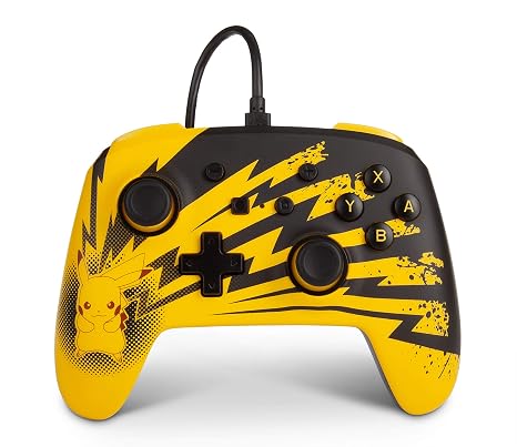 PowerA Enhanced Wired Controller for Nintendo Switch - Pokemon: Pikachu Lightning, Gamepad, game controller, wired controller, officially licensed