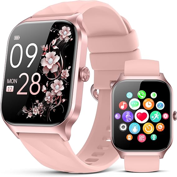 Smart Watch for Women Men - Answer/Make Call, Fitness Tracker Smartwatch for Android iPhone Compatible, 120+ Sports Step Counter (Sakura Pink)