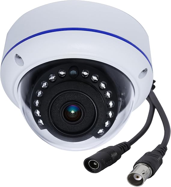 HD 1080P 2MP 180 Degree Fisheye Dome Security Camera Outdoor Indoor Wired Coax 1.7mm Lens Super Wide Angle 4 in 1 (TVI/AHD/CVI/BNC) Hybrid Analog CCTV Camera with IR Night Vision