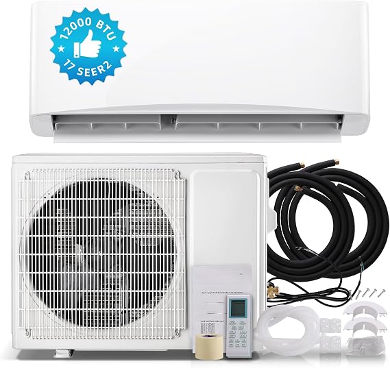 DEMULLER 12000BTU 4-in-1 Split Air Conditioner & Heater 17 SEER2 115V Inverter System, Cools Up to 750 Sq. Ft, Mini Wall AC Unit with Heat Pump & Installation Kit White