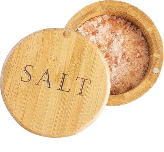 Totally Bamboo Salt Cellar with Swivel Lid, Salt Container for Countertop