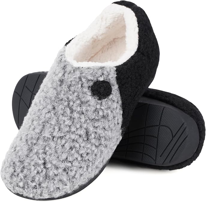 ERGOfoot Orthopedic Slippers with Arch Support for Women and Men Fuzzy House Shoes for Plantar Fasciitis Relief, Closed Back, Soft Plush Sherpa Fleece Lining Moccasin