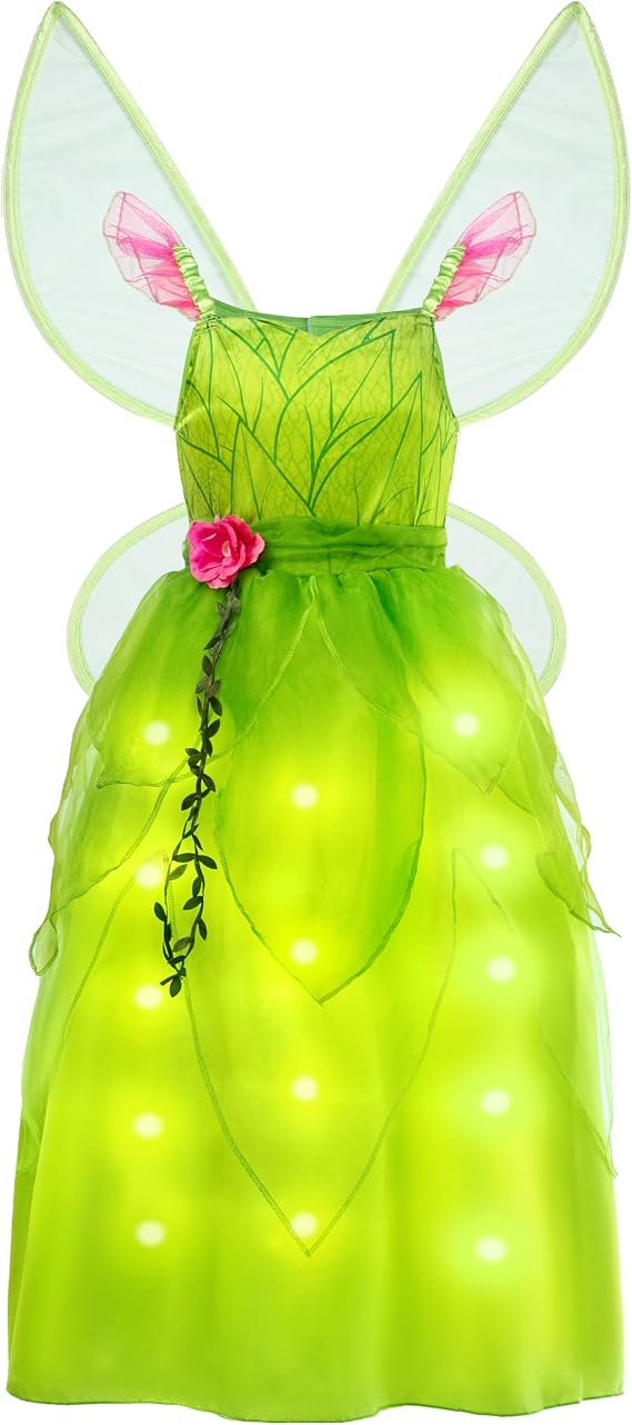 Spooktacular Creations Girls Fairy Costume, Light Up Halloween Costume for Kids, Toddlers Princess Dress with Wing for Halloween Dress Up Role Play Parties, S