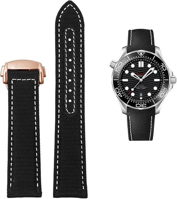 High Density Nylon leather strap For Omega New Seamaster 300 Super Master AT150 Fabric Leather AQUA TERRA men's strap 19mm 20mm
