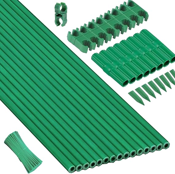 15Set 13.7 Inch Garden Stakes, 48 Pack Tomato Stakes Plastic Coated Metal Plant Sticks DIY 4ft 5ft 6ft 7ft 8ft Stakes Supports for Indoor Outdoor Plants Vegetable