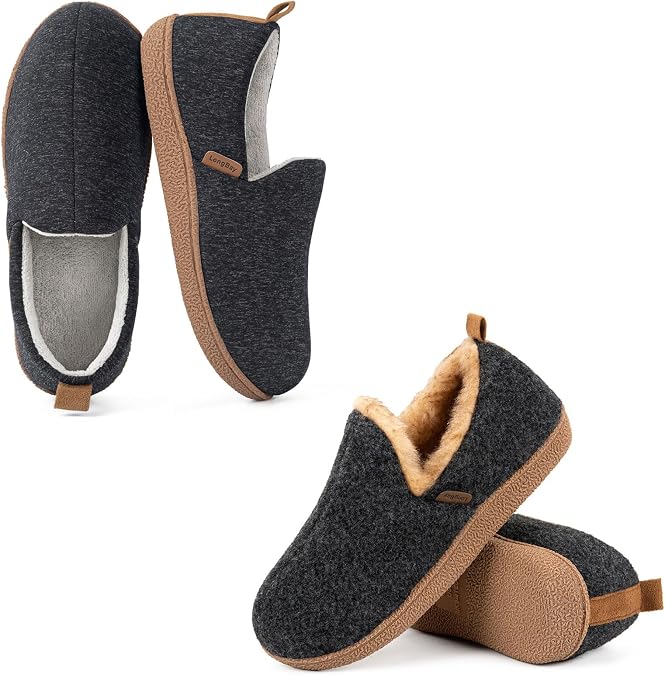 LongBay Women's Memory Foam House Shoes Cozy Brushed Jersey Slippers for Indoor Outdoor