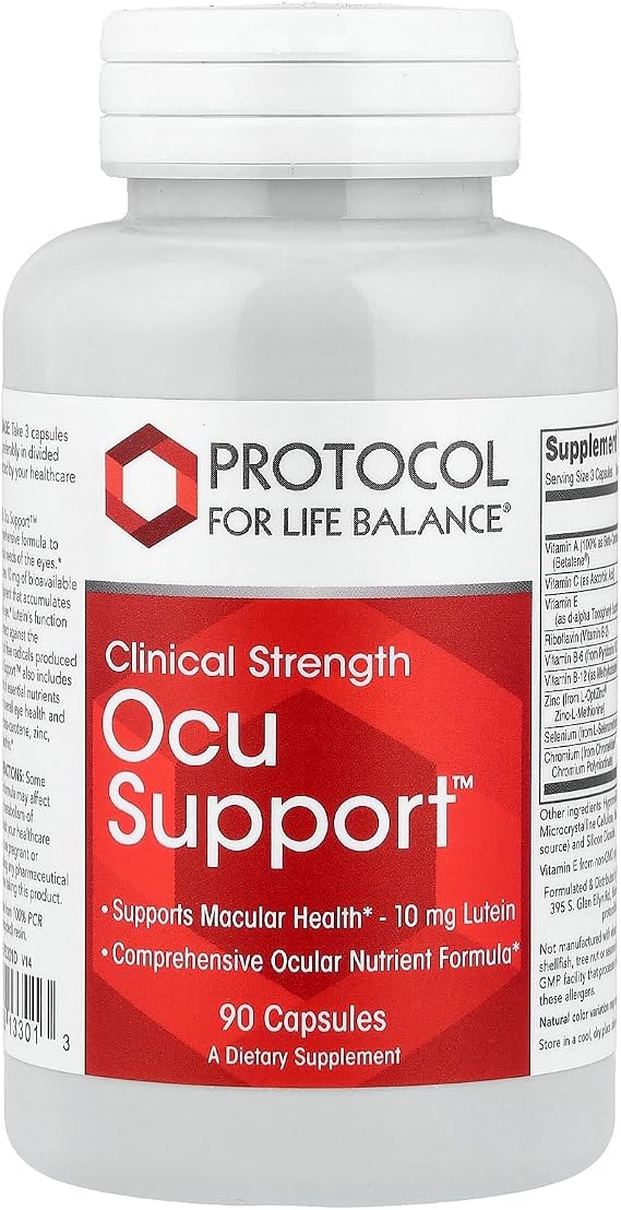 Protocol For Life Balance - Ocu SupportTM (Clinical Strength) - Comprehensive Formula with Lutein to Support Macular Health & Overall Eye Function - 90 Capsules