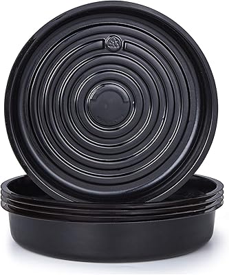 Idyllize 5 Pieces of 12 Inch Black Plastic Plant Saucer Drip Tray for Pots 12