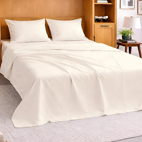 Cottington Lane Ivory Sheets for Murphy Bed Mattress, 4 Piece Premium Ultra Soft Brushed Microfiber Twin Size Wall Bed Sheet Set, 6-10 Inch Deep Pocket with All-Around Elastic