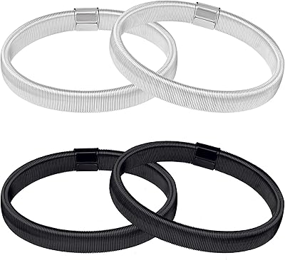 SUMERSHA 4 Pieces Shirt Sleeve Holders Stretchy Metal Arm Bands Anti-Slip Sleeve Garters Fixing Long Sleeves for Men Women