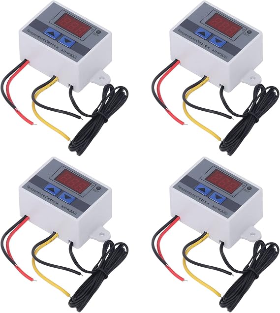 Digital Temperature Controller with 0.C Accuracy, 4-Pack Dual-Mode (Heating/Cooling) Temp Regulator for Incubators, Breweries & Labs : -50C to 110C, 110220V, 1500W, Compatible with Most Equipment